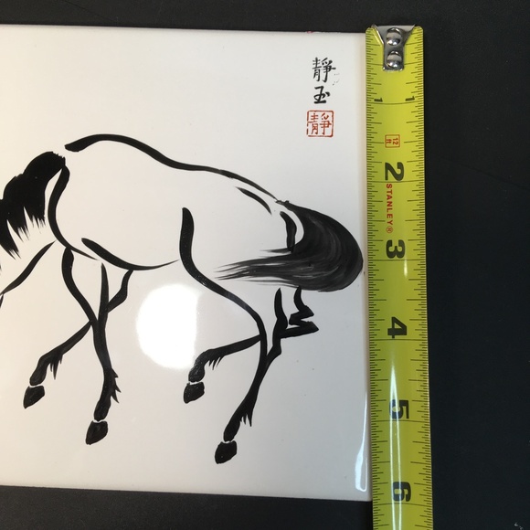 vtg Urushibara Mokuchu ATC Japan HORSE -HEAD DOWN- WALKING 6" x 6" print on tile - Picture 5 of 11